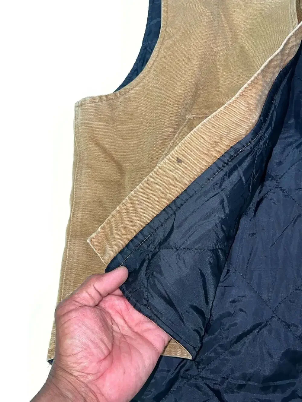 Vintage Carhartt Duck Canvas Quilt Lined Vest Carhartt Brown  Large Regular 0234